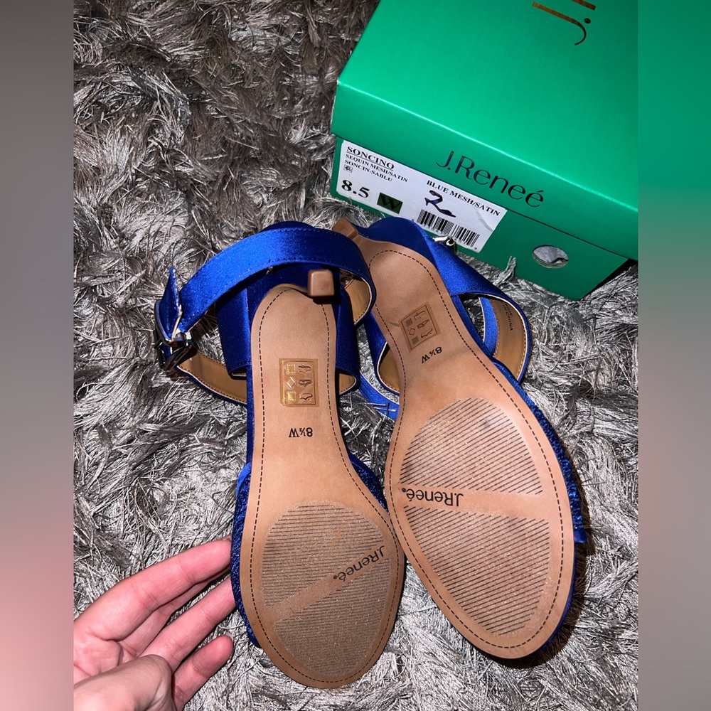 J. Renee Blue Satin Strappy Heels - Picture 5 of 6